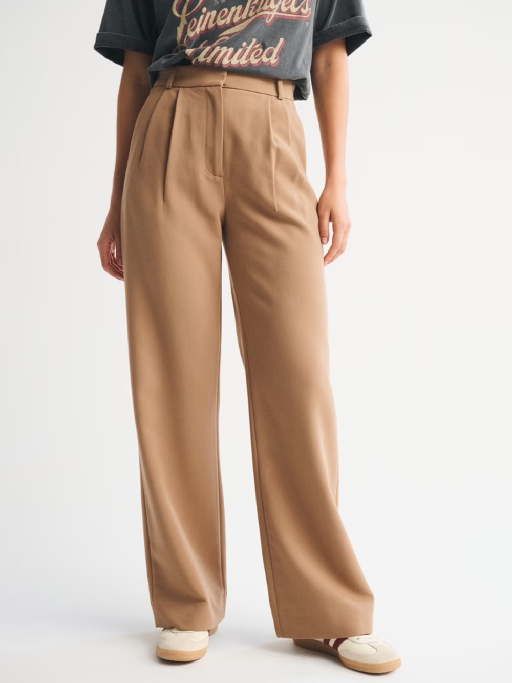 Abercrombie & Fitch Sloane Tan Tailored Wide Leg Pant 27/4